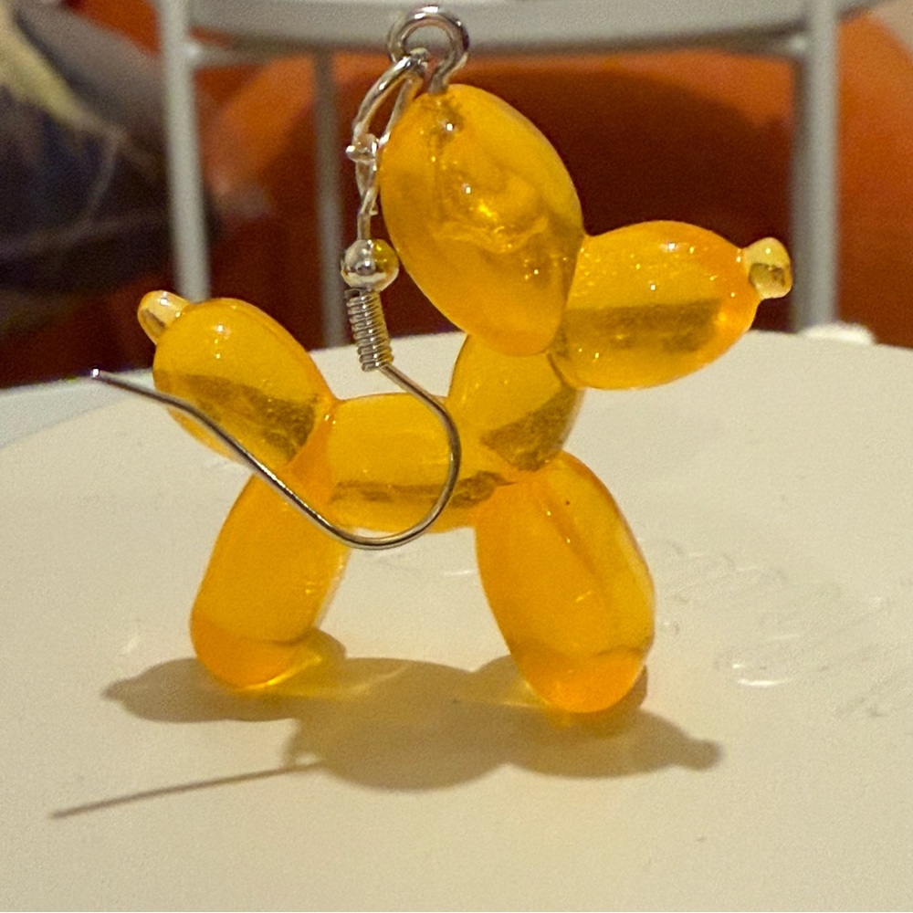 Pale Orange Balloon Dog Earrings